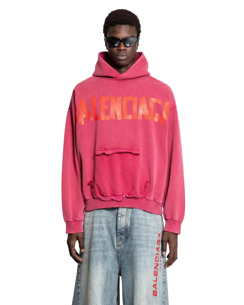 Balenciaga Tape Type Ripped Pocket Hoodie Red