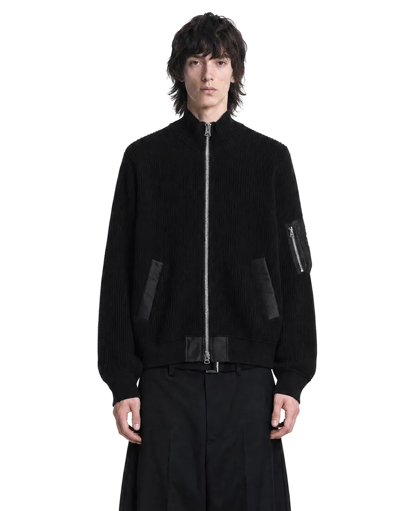 Sacai Wool Knit Blouson Black