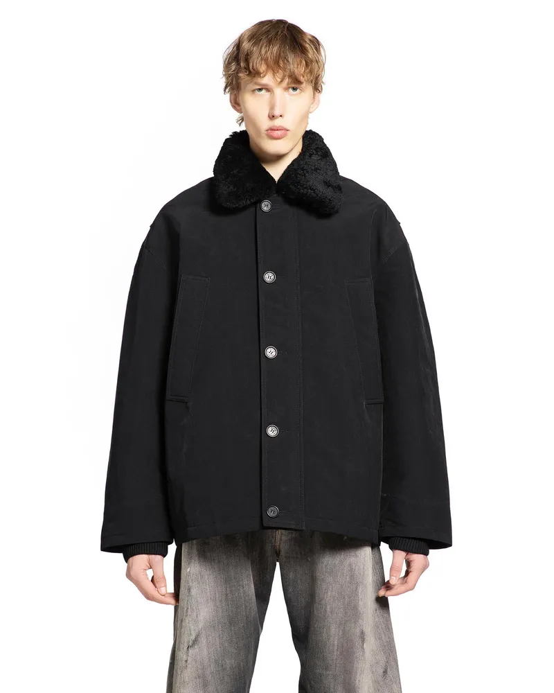 Acne Studios Nylon Shearling Jacket Black