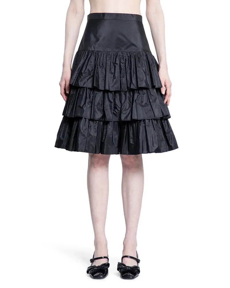 Valentino Garavani Ruffled Taffeta Skirt Black