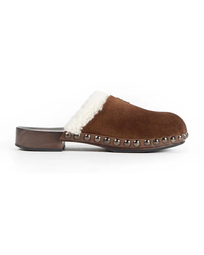Miu Miu Suede Clogs Brown