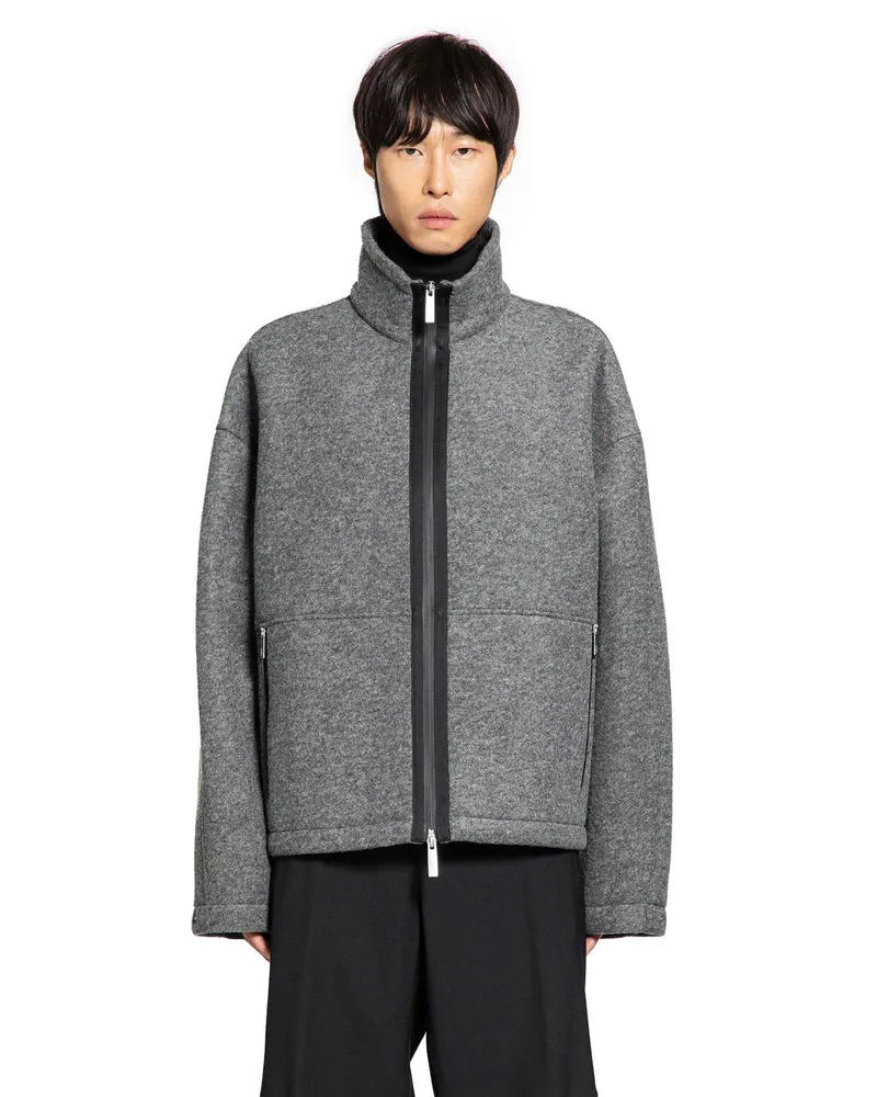 Herno Felt Zip-Up Jacket Black