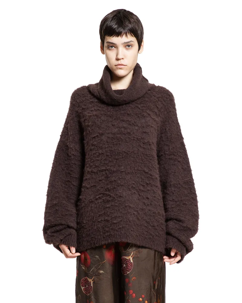 Uma Wang High-Neck Top Brown