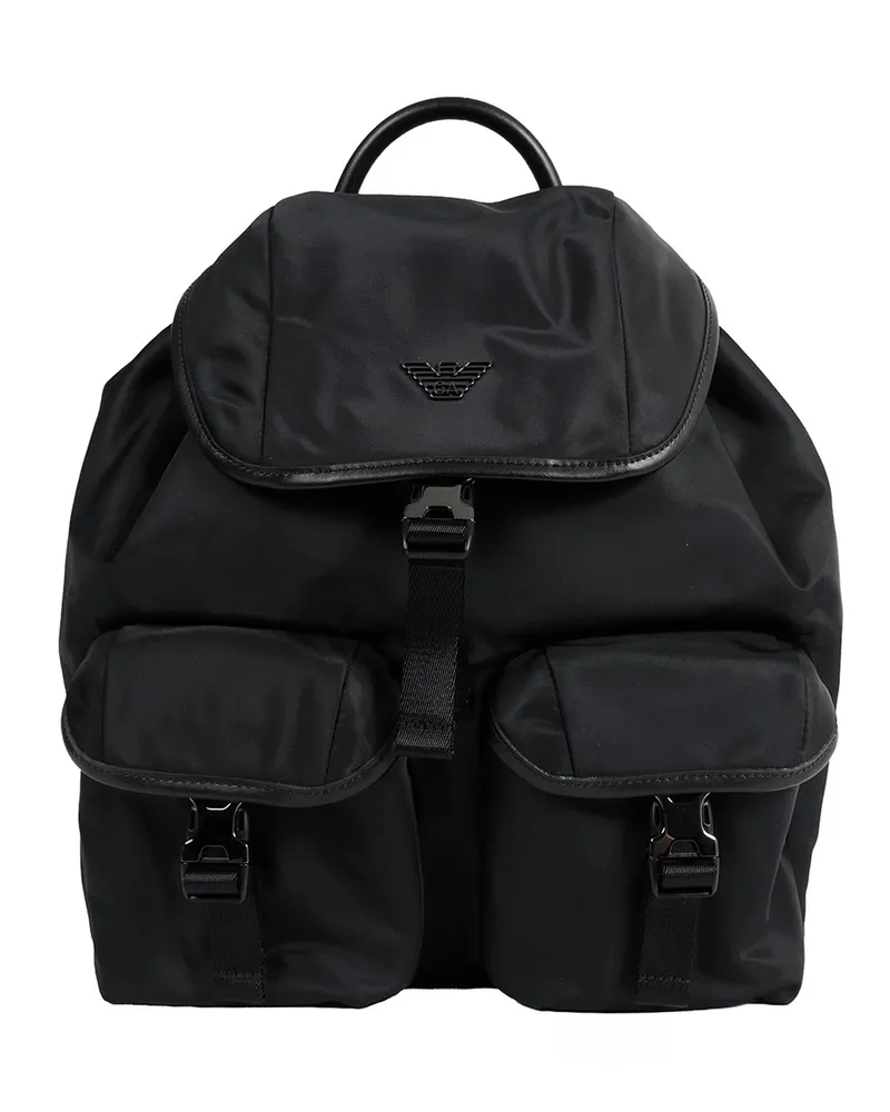 Emporio Armani Logo Backpack Black