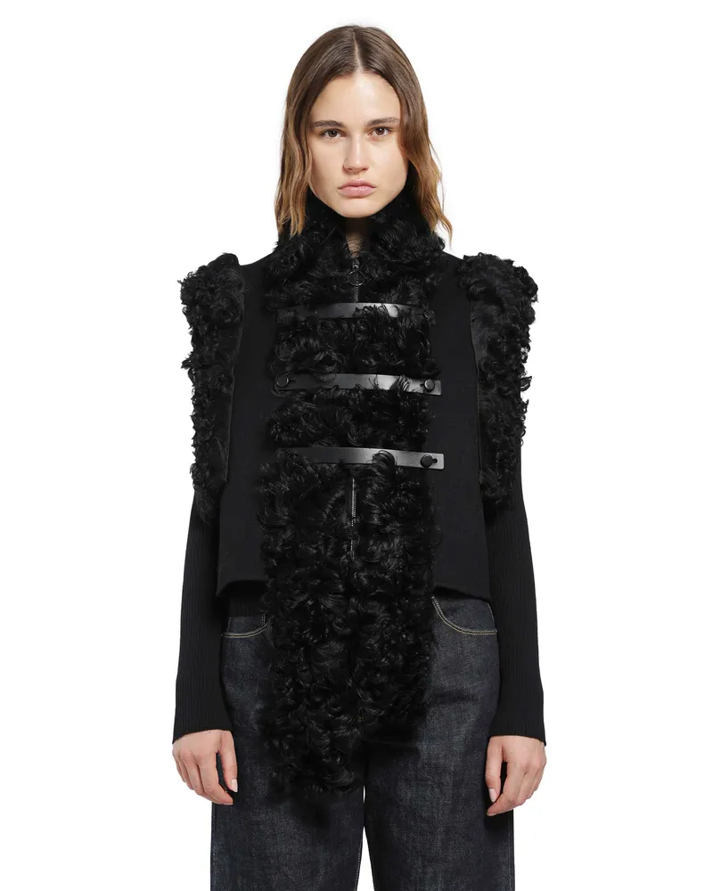 Fendi Wool and Shearling Gilet Black