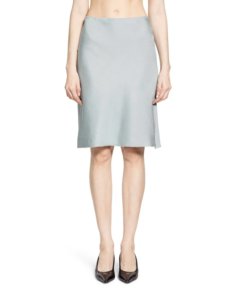 Miu Miu Silk Knit Midi Skirt Blue