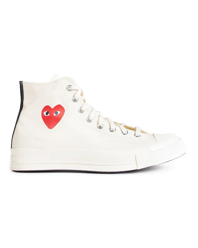 Comme des Garçons Small Red Heart Hi Top Sneakers White