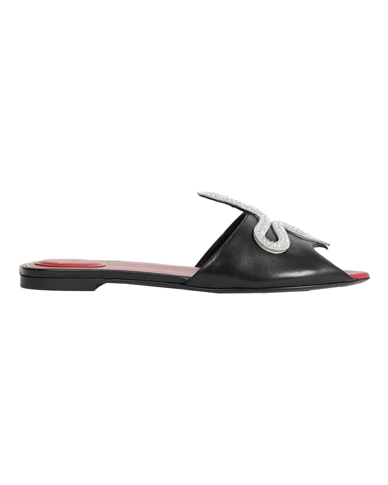 Valentino Garavani Coeur Vipère Leather Slides Black