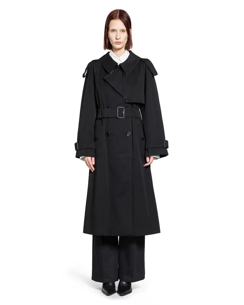 Burberry Long Gabardine Fitzrovia Trench Coat Black