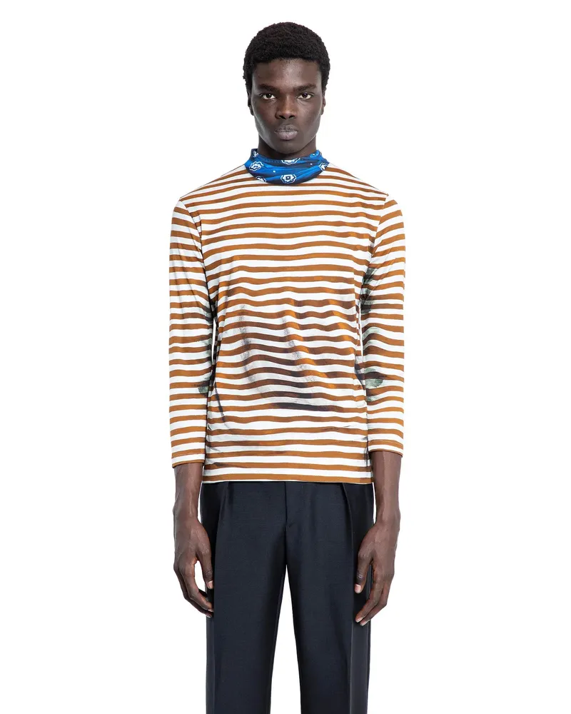 Prada Cotton Turtleneck Long Sleeve T-Shirt Brown