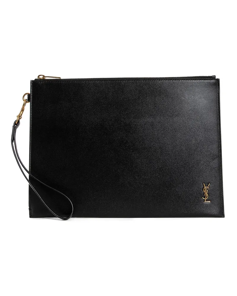 Saint Laurent Cassandre Leather Tablet Holder Black