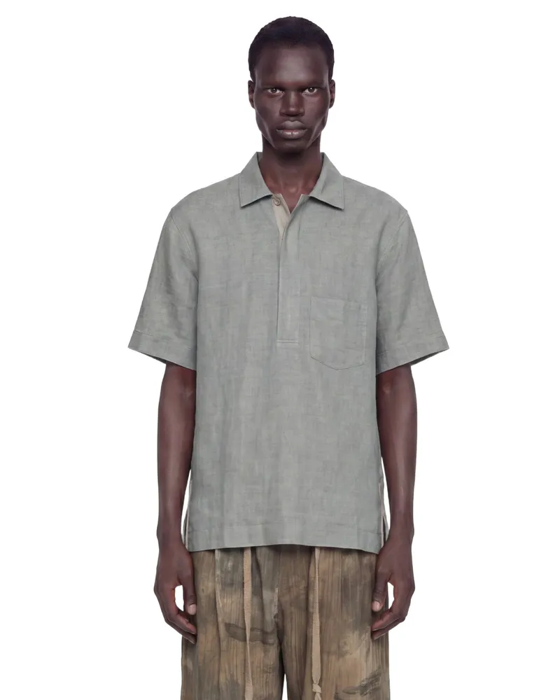 Ziggy Chen Spread Collar T-Shirt Grey