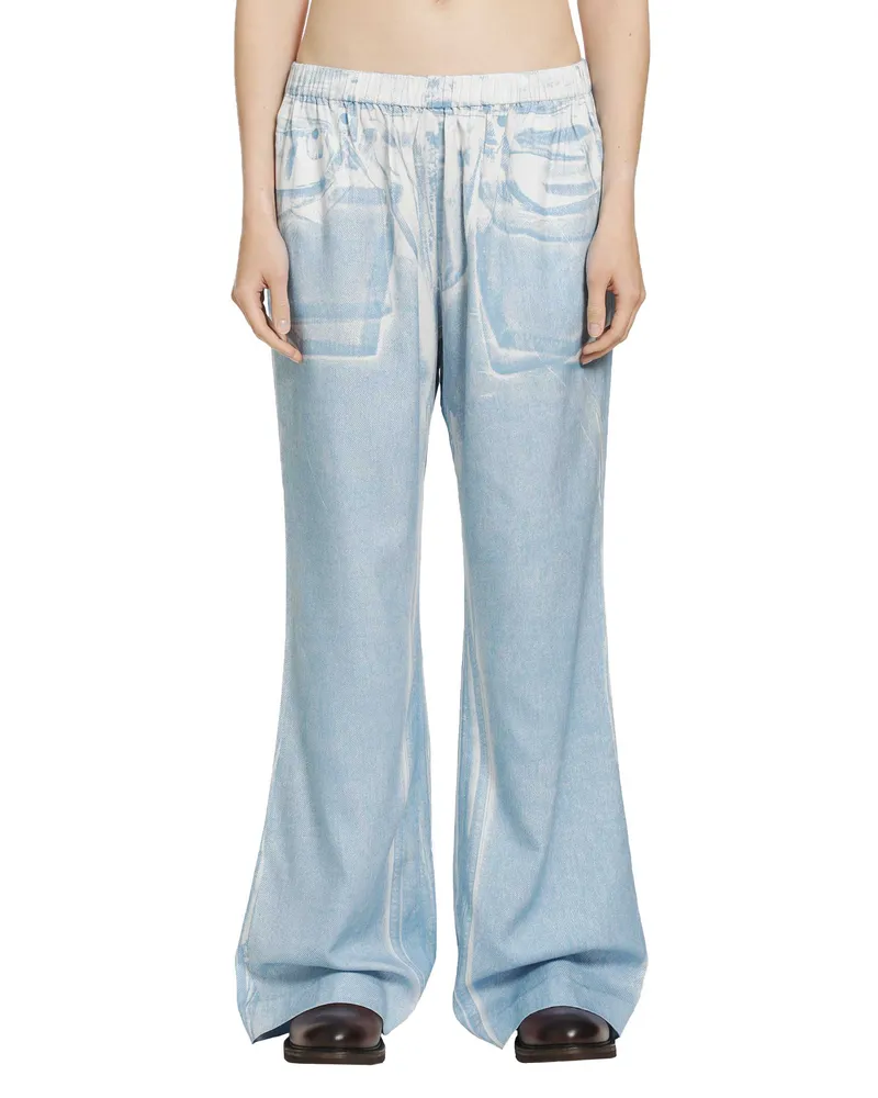 Acne Studios Printed Wide Leg Trousers Blue