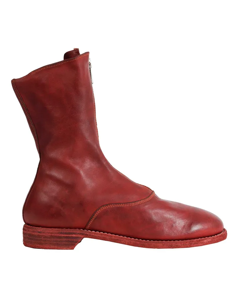 GUIDI Zipped Brushed Leather Ankle Boots Red