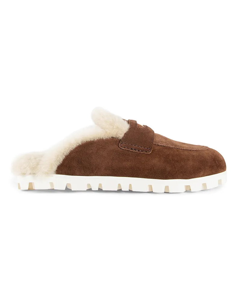 Miu Miu Penny Loafer Suede Mules Brown