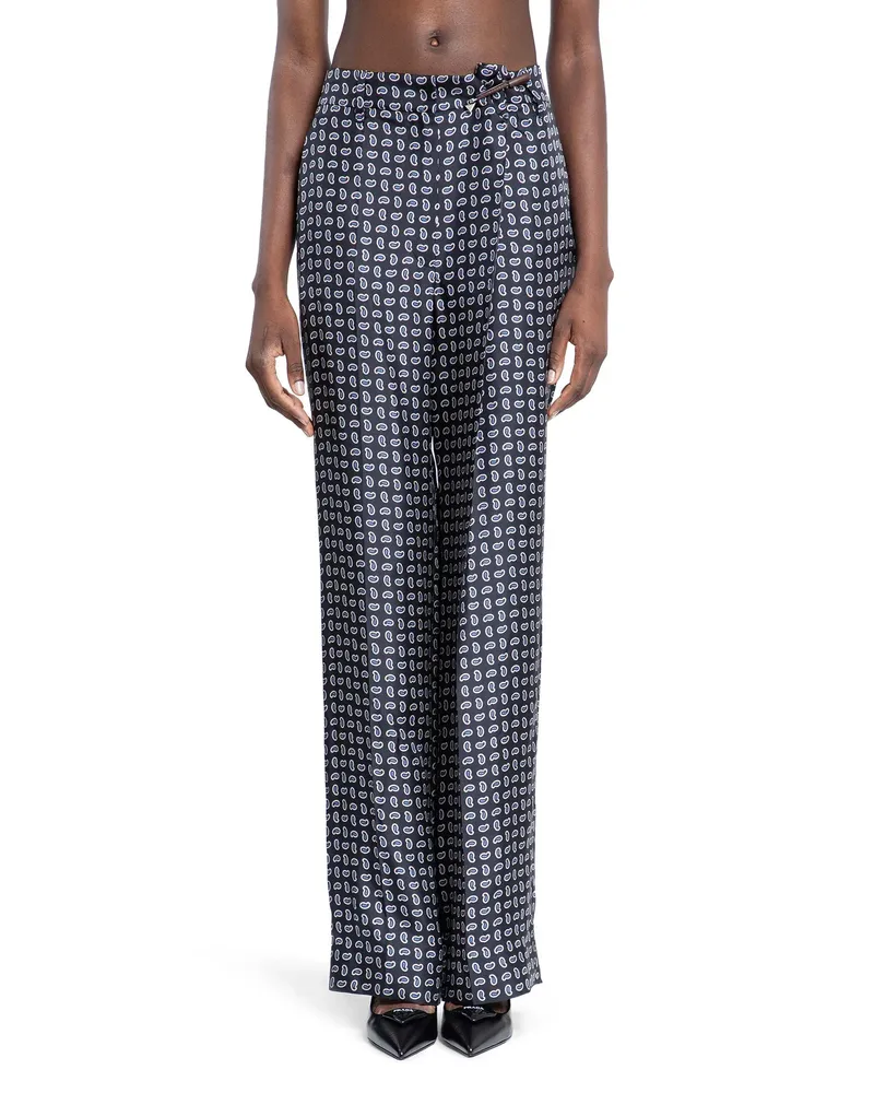 Prada Pantaloni di seta Paisley Blue