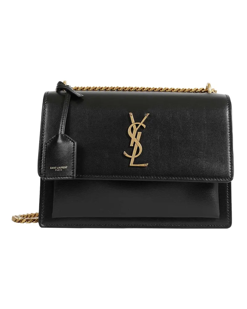 Saint Laurent Sunset Medium Leather Shoulder Bag Black
