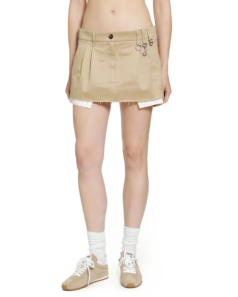 Miu Miu Chino Mini Skirt Beige