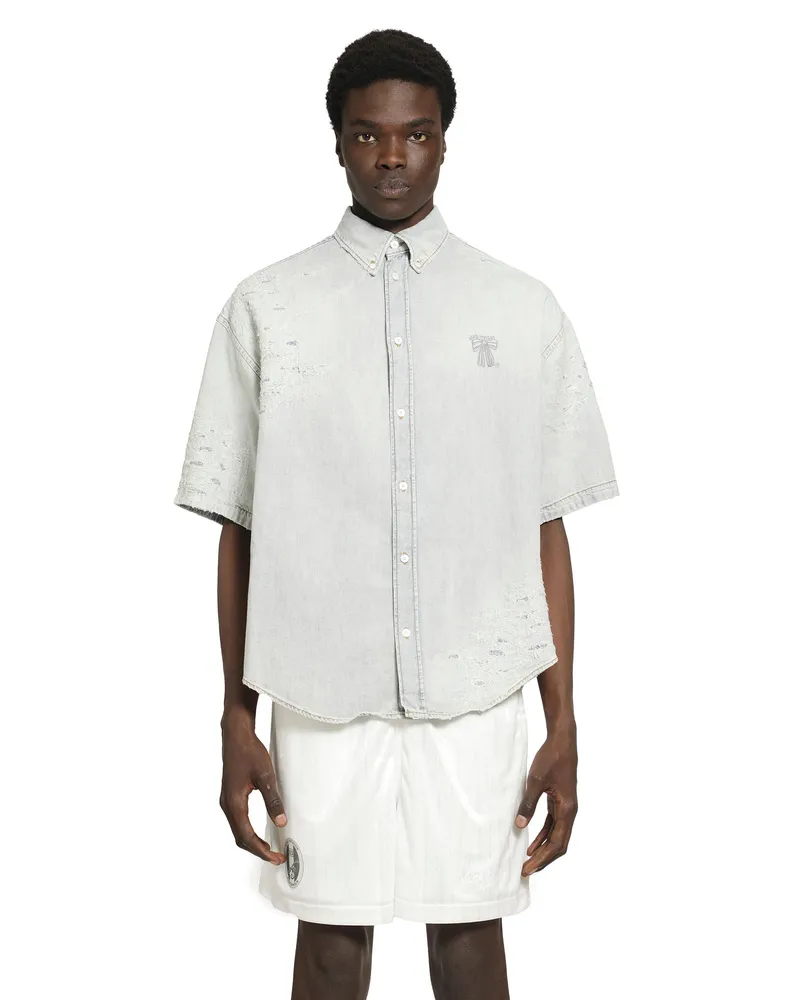 Acne Studios Mended Denim Shirt Blue