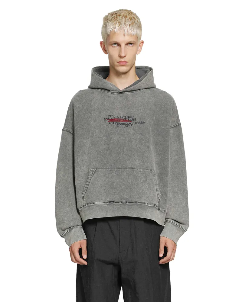 Song For The Mute It's A Holiday'' Relaxed Hoodie French Terry Grey