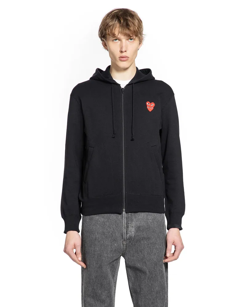 Comme des Garçons Double Heart Zip-Up Hoodie Black