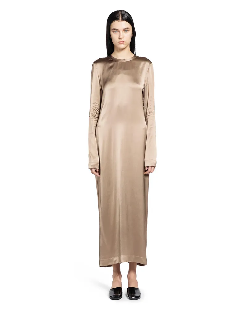 Totême Long Satin Dress Brown