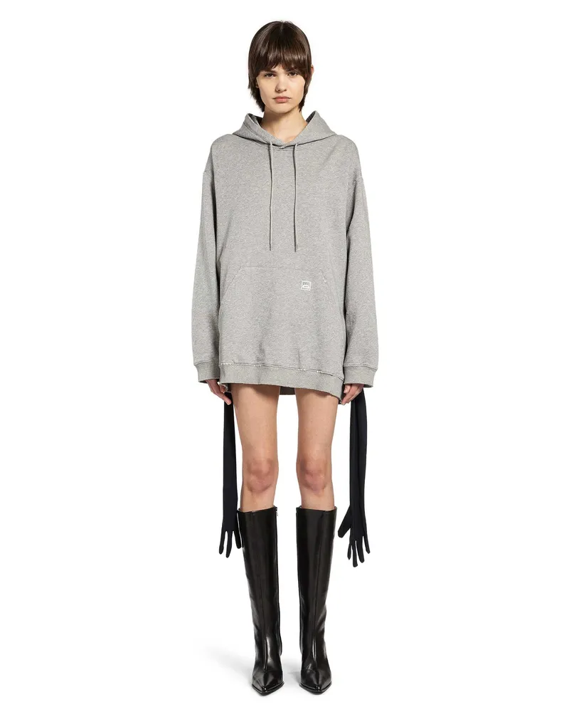 Maison Margiela Hooeded Glove Sweatshirt Mini Dress Grey