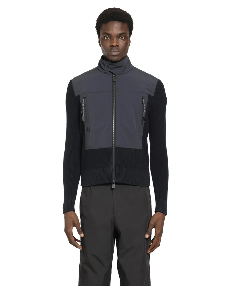 Moncler Padded Zip-Up Cotton Jacket Blue