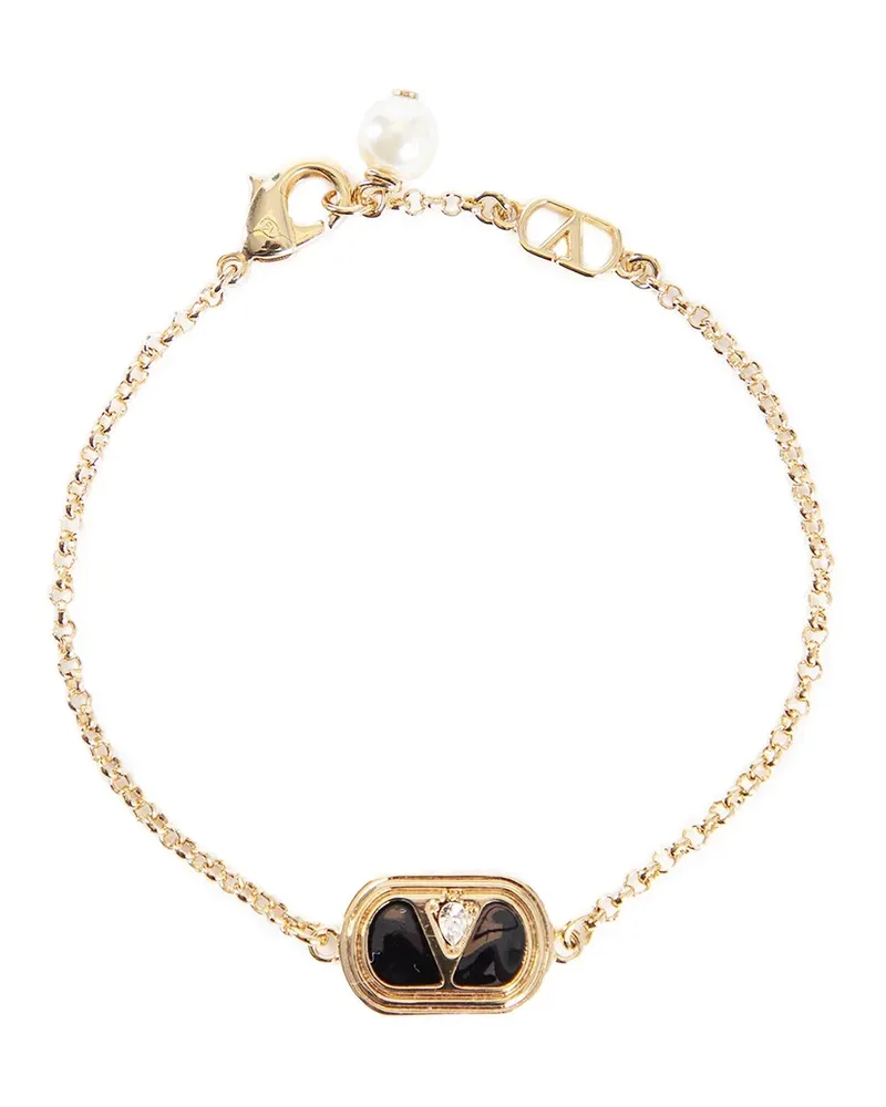 Valentino Garavani Enamelled vlogo bracelet Gold