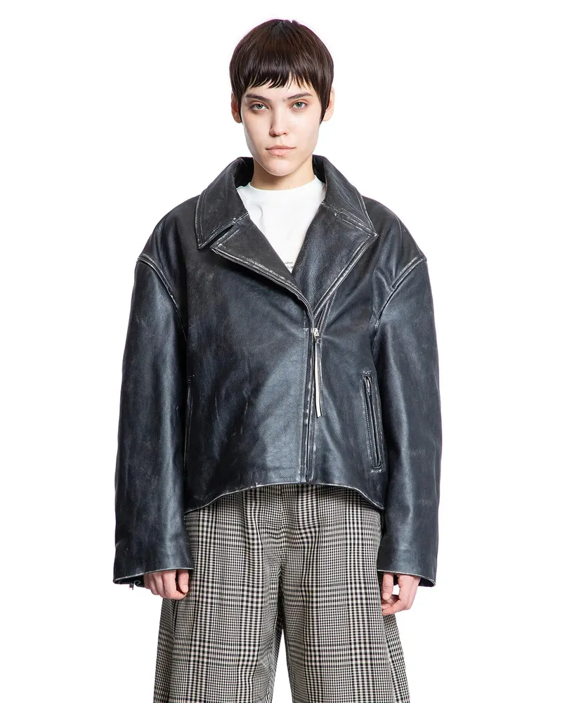Acne Studios Distressed Biker Jacket Black
