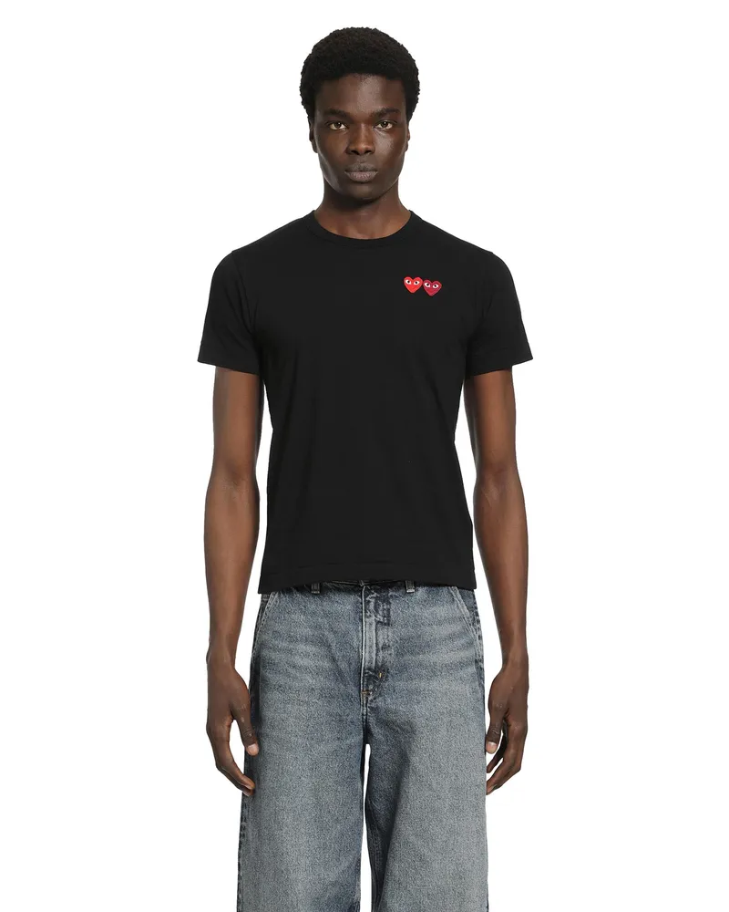 Comme des Garçons Double Heart Cotton T-Shirt Black