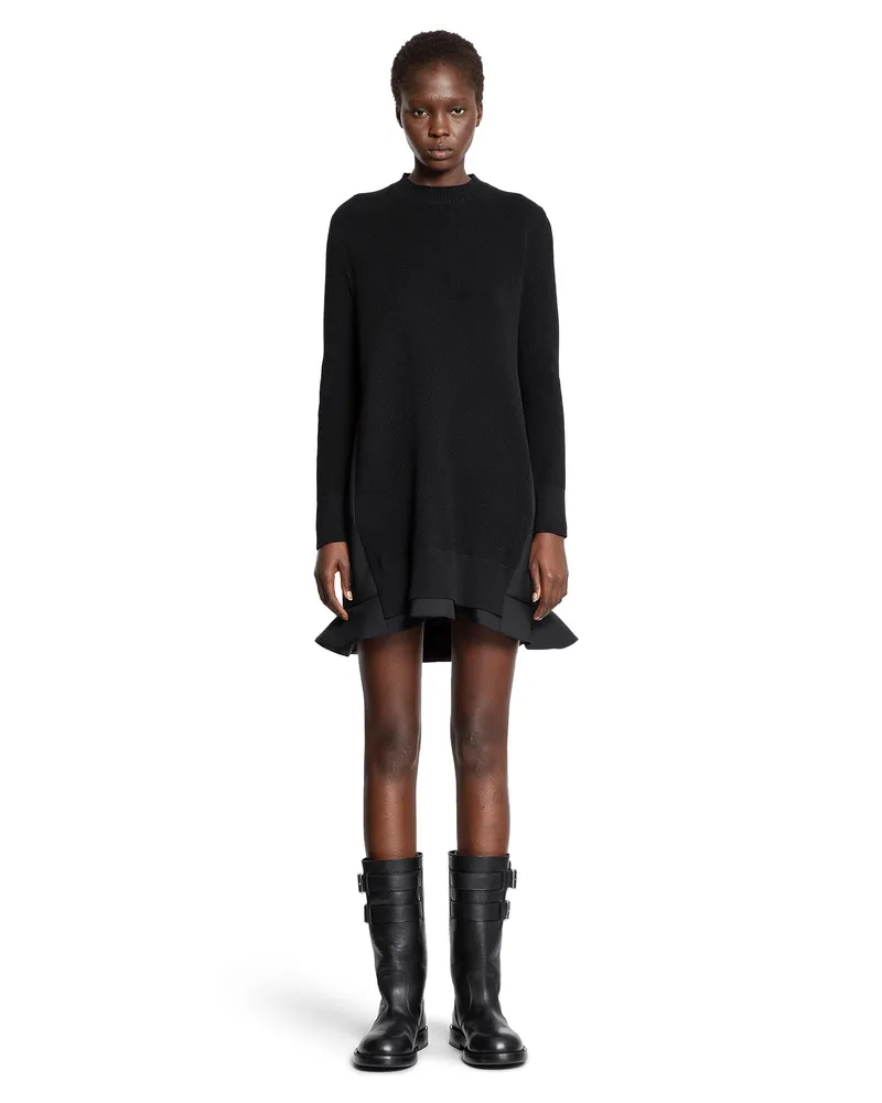 Sacai Suiting Mix Knit Dress Black
