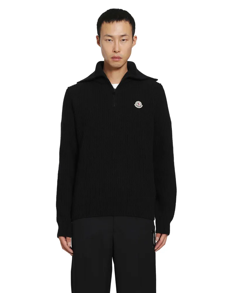 Moncler Logo Rib Turtleneck Sweater Black