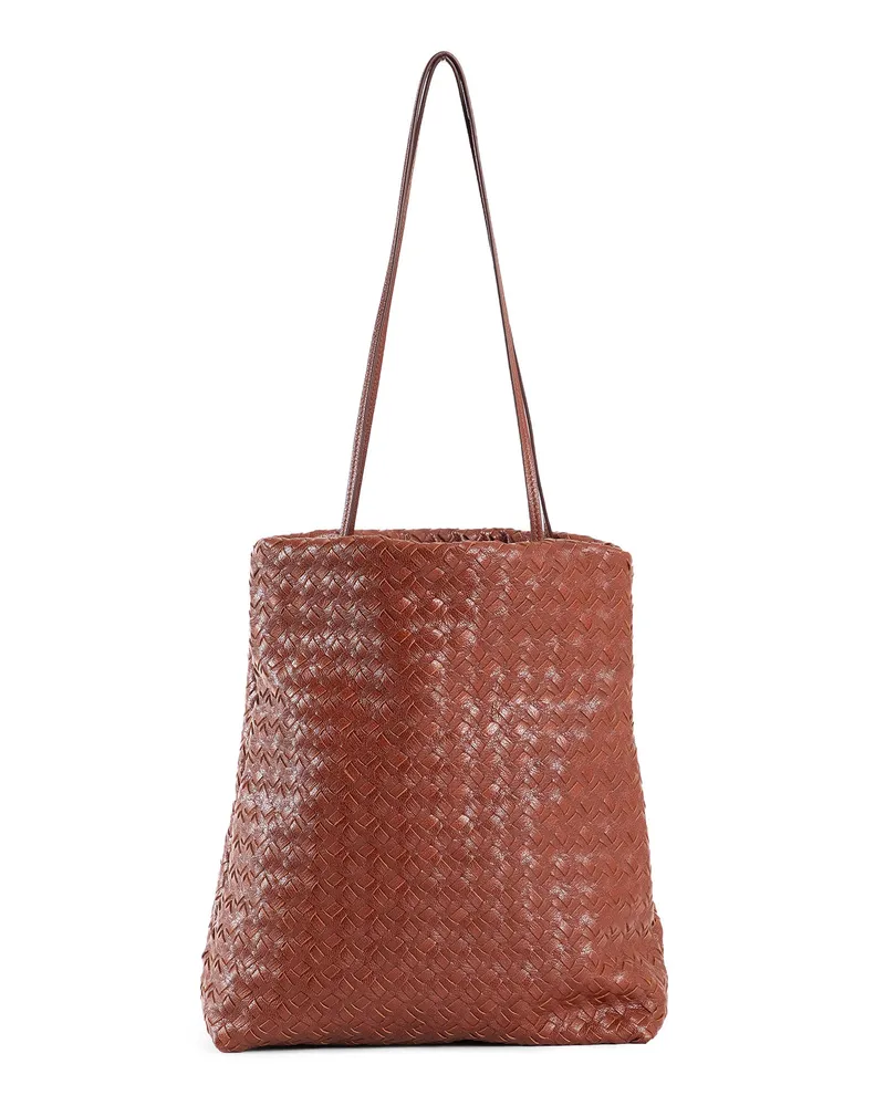 The Row Lilou Woven Bag in Leather Brown