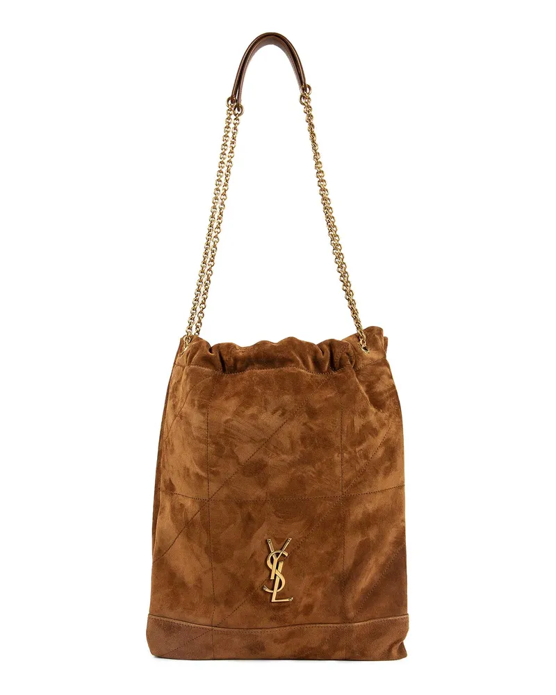 Saint Laurent Jamie Pochon in Suede Brown