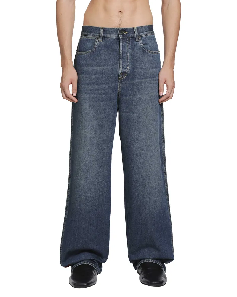 Gucci Denim Pants With Web Insert Blue