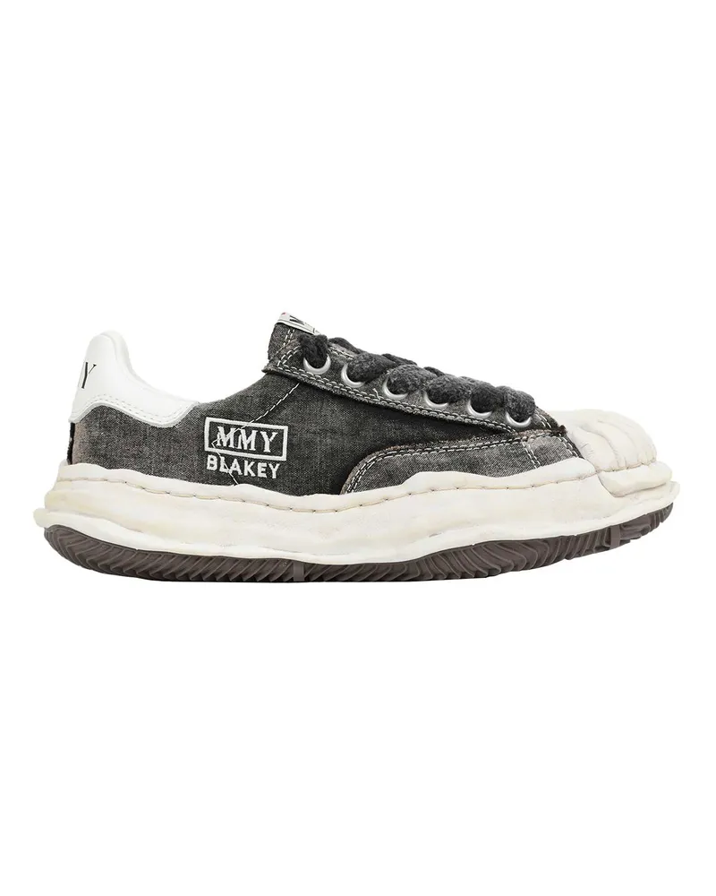 MIHARAYASUHIRO Blakey Bleached Canvas Sneakers Black