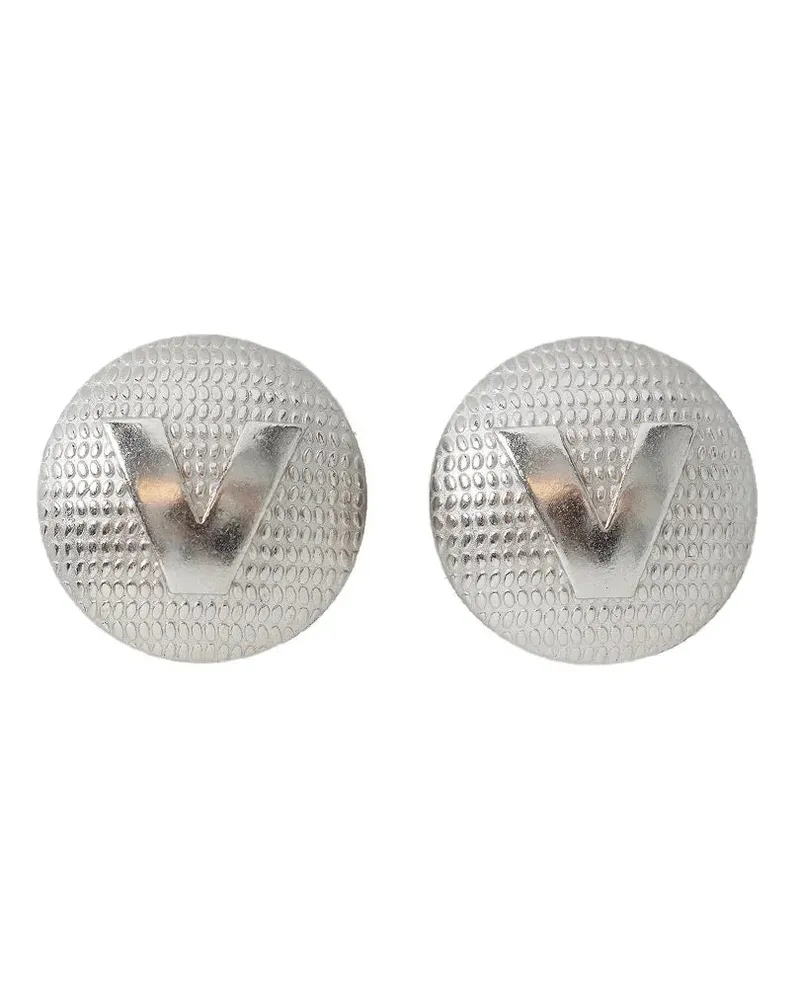 VETEMENTS Fancy V button clip earrings Silver