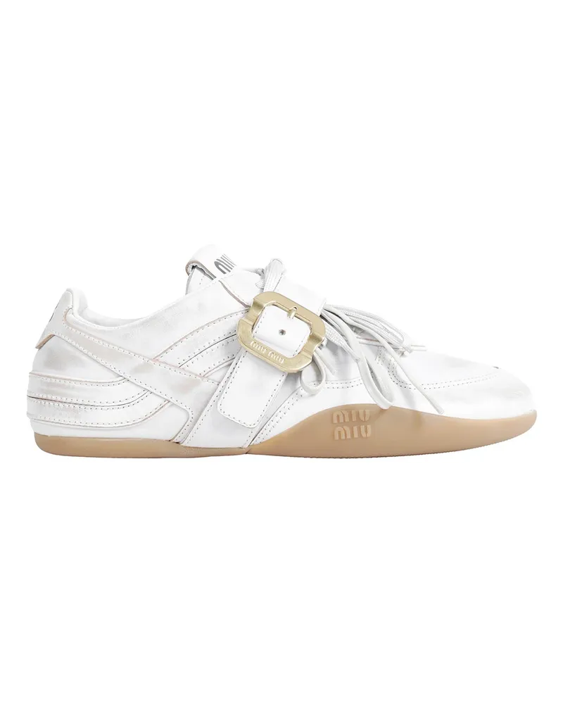 Miu Miu Gymnasium Leather Sneakers White