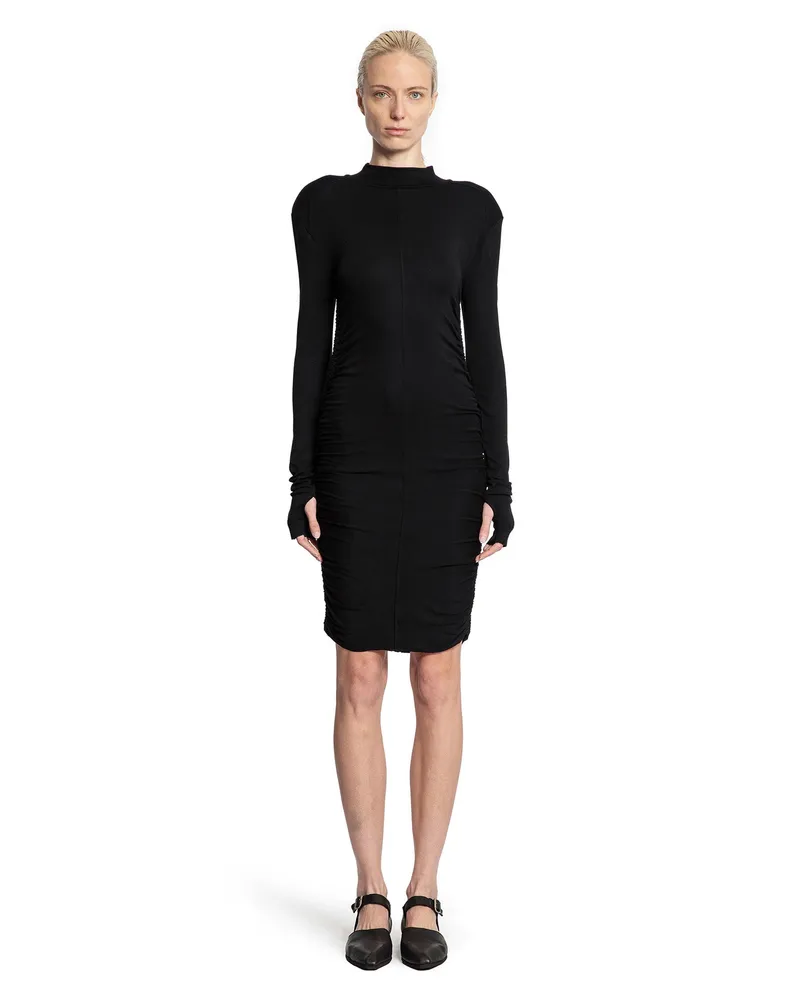 THOM KROM Ruched Mini Dress with Hand Gaiters Black