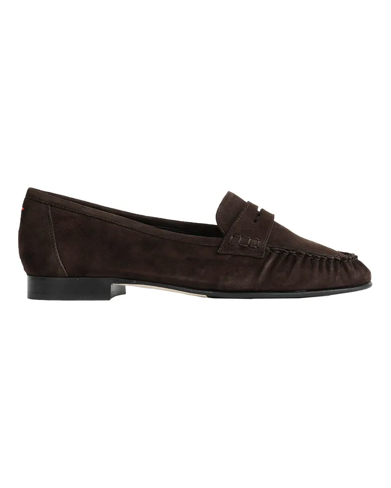 aeyde Aldous Suede Penny-Slot Loafers Brown