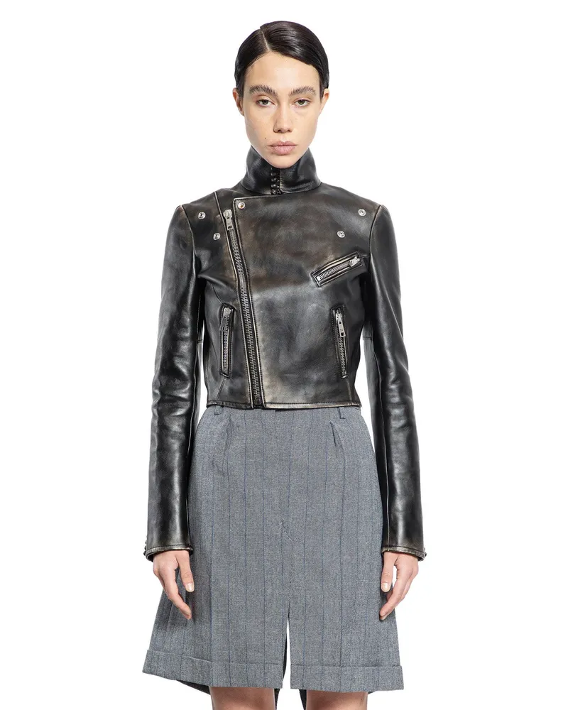 Prada Leather Biker Jacket Black