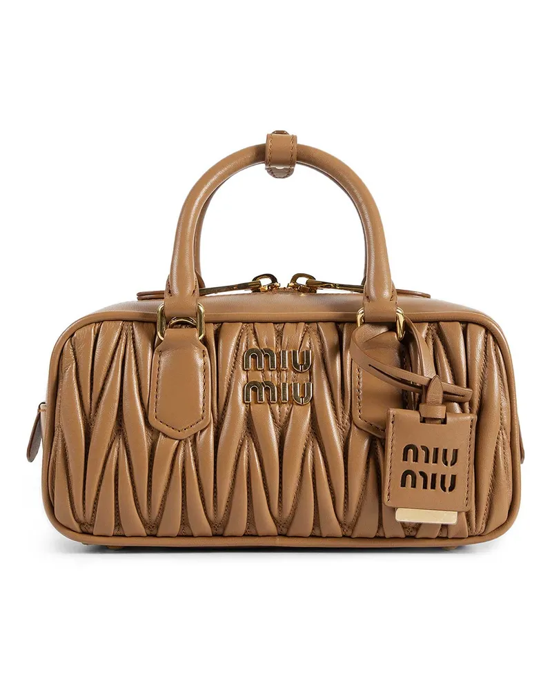 Miu Miu Arcadie matelassé nappa leather bag Brown