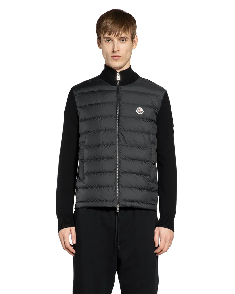 Moncler Padded Cotton Zip-Up Cardigan Black