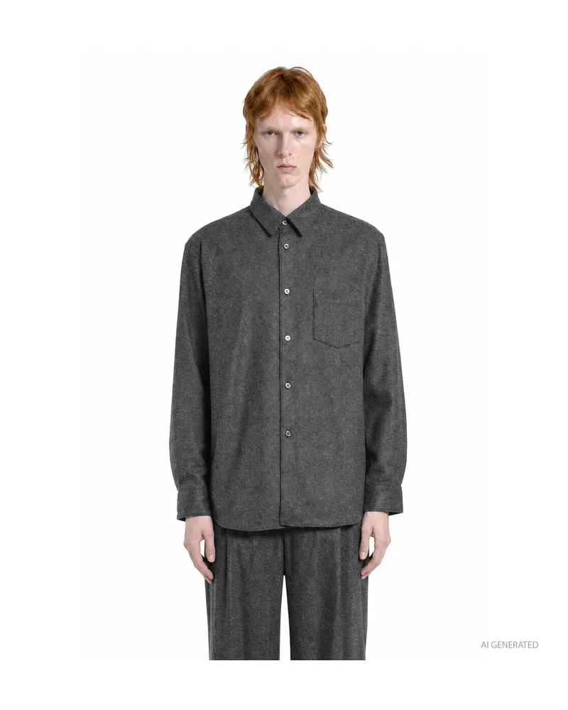 Comme des Garçons Wool Felt Pocket Shirt Grey