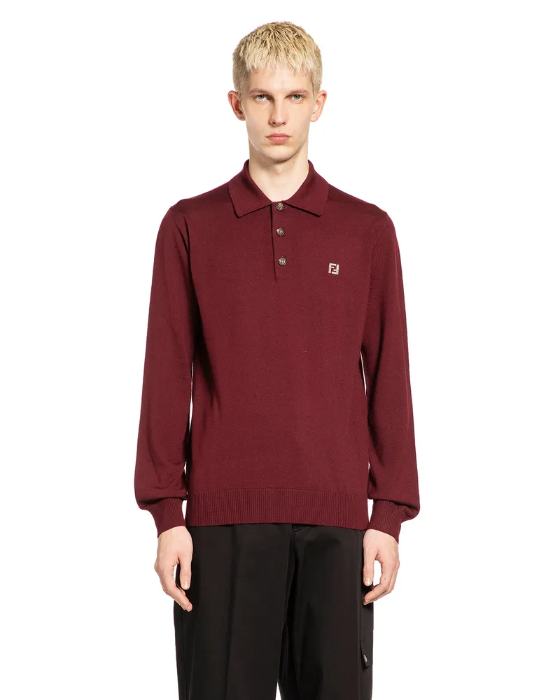 Fendi Wool Polo Shirt Red
