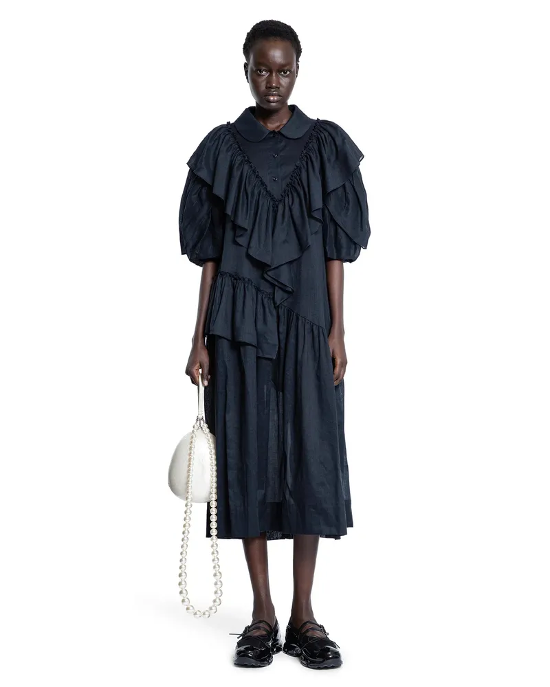Simone Rocha Vestito con maniche a petalo Black