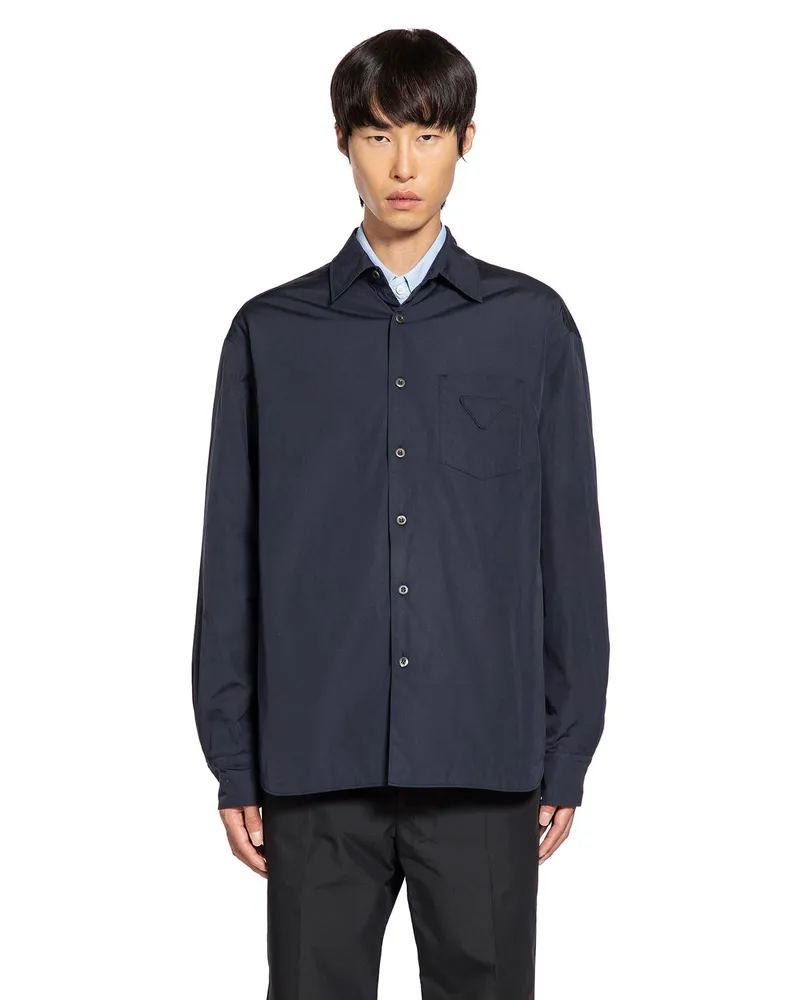 Prada Cotton Padded Shirt Blue