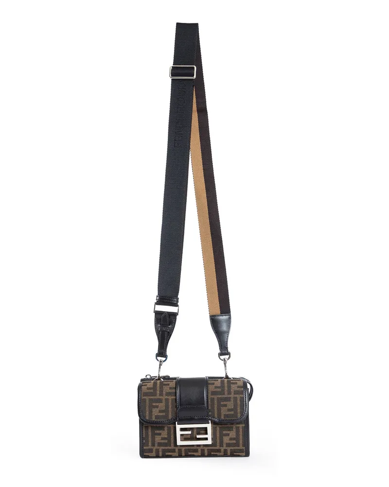 Fendi FF Jacquard Double Baguette Bag Brown