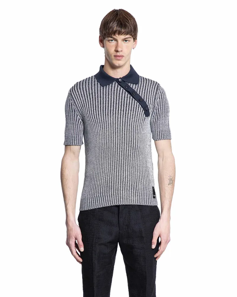 Fendi Cotton and Viscose Polo Shirt Blue